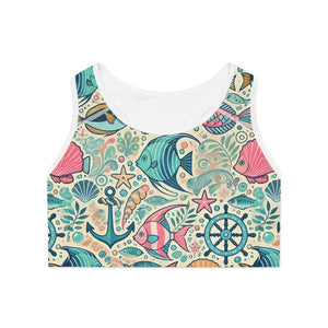 Fish-themed Sports Bra - Stylish Performance Activewear - Dipaliz - Bras