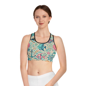 Fish-themed Sports Bra - Active Performance Wear for Women - Dipaliz - s / Black Stitching