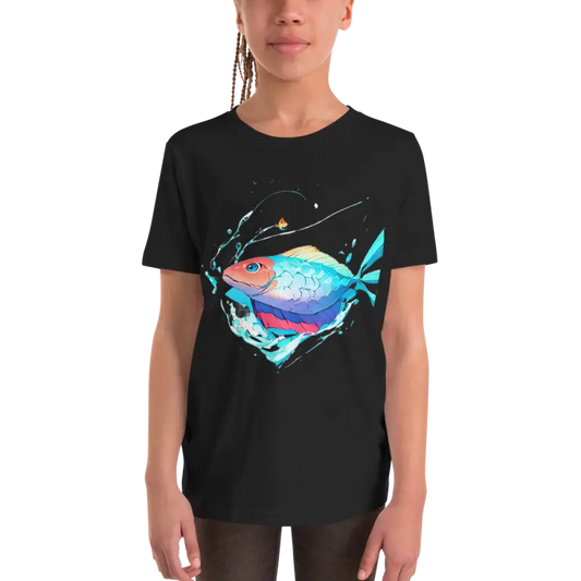 Eco-friendly Fish Tee Youth Short Sleeve T-shirt - Black / s Kids Clothes