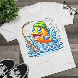Fishing Fun Unisex Tee Playful Fish Design - Dipaliz - s / Tri-blend Heather White - T-shirts