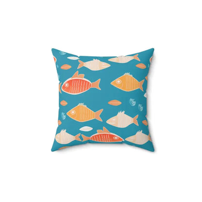 Dive Into Comfort: Fishy Polyester Square Pillow Wonderland - 14’’ × Home Decor