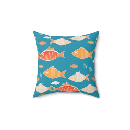 Dive Into Comfort: Fishy Polyester Square Pillow Wonderland - 14’’ × Home Decor