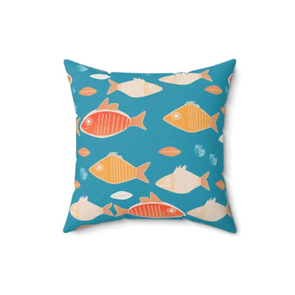 Dive Into Comfort: Fishy Polyester Square Pillow Wonderland - 16’’ × Home Decor