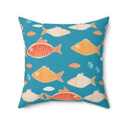 Dive Into Comfort: Fishy Polyester Square Pillow Wonderland - 20’’ × Home Decor