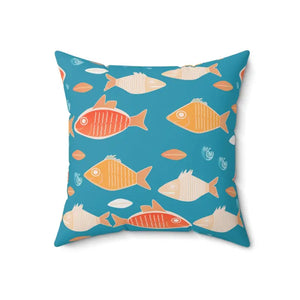 Fishes Pattern Polyester Square Pillow Bold Decor - Dipaliz - Throw Pillows