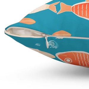 Fishes Pattern Polyester Square Pillow Bold Decor - Dipaliz - Throw Pillows