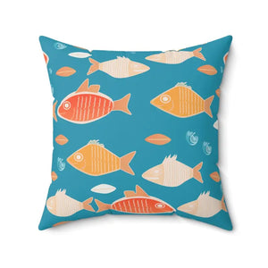 Fishes Pattern Polyester Square Pillow Bold Decor - Dipaliz - Throw Pillows