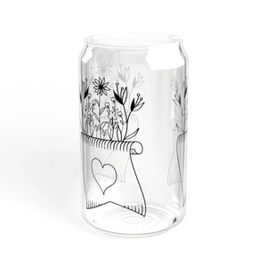 Floral Wildflower Sipper Glass - Bamboo Lid and Straw - Dipaliz - Tumblers