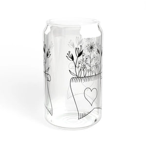 Floral Wildflower Sipper Glass - Bamboo Lid and Straw - Dipaliz - Tumblers