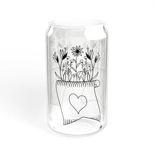 Floral Wildflower Sipper Glass - Bamboo Lid and Straw - Dipaliz - Tumblers