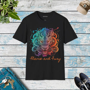 Flame and Fury Dragon Softstyle t Shirt Eco-friendly - Dipaliz - T-shirts