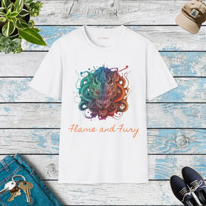 Flame and Fury Dragon Softstyle t Shirt Women’s Fashion - Dipaliz - White / s - T-shirts