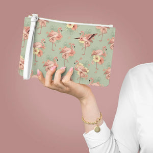 Flamingo Floral Clutch – Saffiano Faux Leather - Dipaliz - Bags