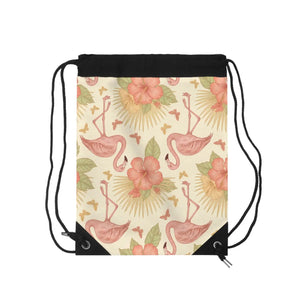 Flamingo Floral Drawstring Bag – Beach Tote - Dipaliz - Backpacks
