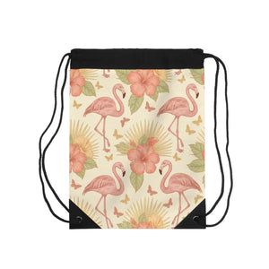 Flamingo Floral Drawstring Bag – Beach Tote - Dipaliz - Backpacks