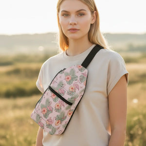 Flamingo Floral Sling Bag – Travel Crossbody - Dipaliz - Cross Body Bags