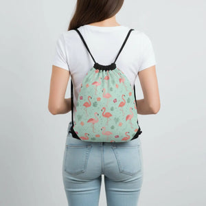 Flamingo Pattern Drawstring Bag – Summer Beach Tote - Dipaliz - Backpacks