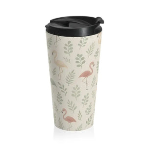 Premium Flamingo Steel Travel Mug - Pastel Tropical Design - Dipaliz - 15oz - Tumblers