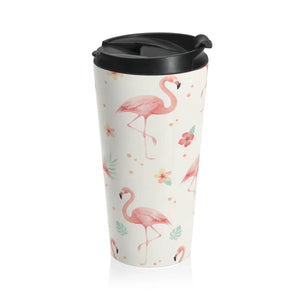 Flamingo Pattern Travel Mug – Stainless Steel - Dipaliz - Mugs