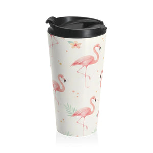 Flamingo Pattern Travel Mug – Stainless Steel - Dipaliz - Mugs