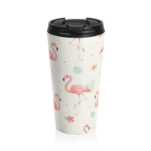 Flamingo Pattern Travel Mug – Stainless Steel - Dipaliz - Mugs