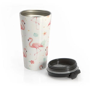 Flamingo Pattern Travel Mug – Stainless Steel - Dipaliz - Mugs