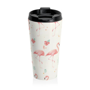 Flamingo Pattern Travel Mug – Stainless Steel - Dipaliz - Mugs