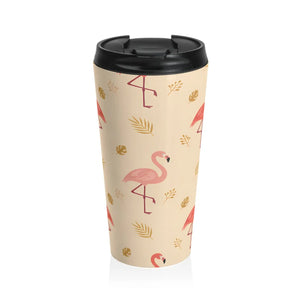 Flamingo Pattern Travel Mug – Stainless Steel - Dipaliz - Mugs