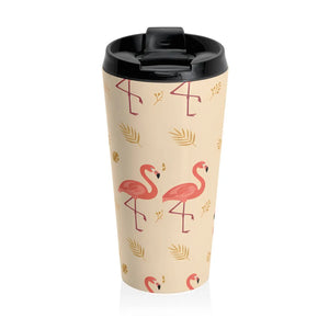 Flamingo Pattern Travel Mug – Stainless Steel - Dipaliz - Mugs