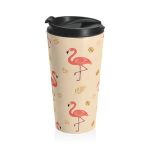 Flamingo Pattern Travel Mug – Stainless Steel - Dipaliz - Mugs