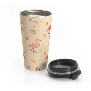 Flamingo Pattern Travel Mug – Stainless Steel - Dipaliz - Mugs