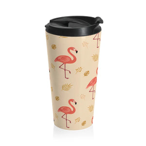 Flamingo Pattern Travel Mug – Stainless Steel - Dipaliz - Mugs