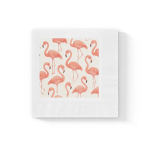 Premium Flamingo Print Cocktail Napkins for Summer Party Decor - Dipaliz - 6.5’’ x / White / 50 Pcs - Paper