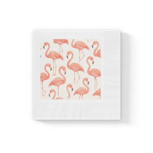 Premium Flamingo Print Cocktail Napkins for Summer Party Decor - Dipaliz - 6.5’’ x / White / 100 Pcs - Paper