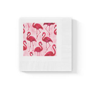 Premium Party Napkins - Tropical Wedding Flamingo Print - Dipaliz - 4.8’’ x / White / 50 Pcs - Paper