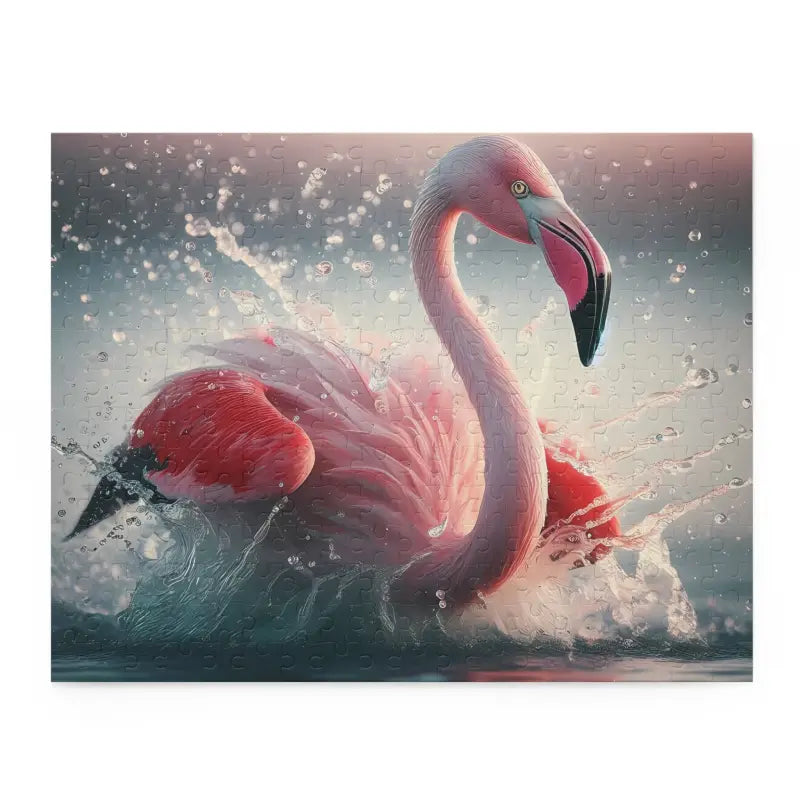 Flamingo Splashing Puzzle: Dive Into Vibrant Brain-teasing Fun! - 14’’ × 11’’ (252 Pcs) Puzzle