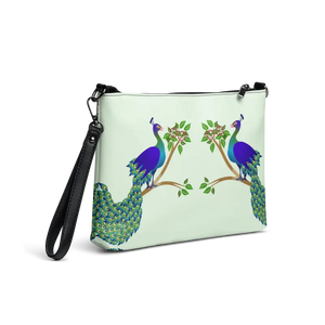 Crossbody Bag Faux Leather Peacock on a Branch Design - Dipaliz - Cross Body Bags