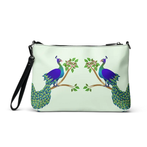 Crossbody Bag Faux Leather Peacock on a Branch Design - Dipaliz - Cross Body Bags