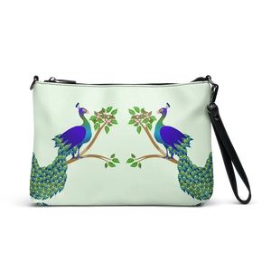 Crossbody Bag Faux Leather Peacock on a Branch Design - Dipaliz - Cross Body Bags