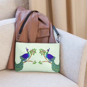 Crossbody Bag Faux Leather Peacock on a Branch Design - Dipaliz - Cross Body Bags