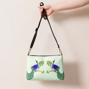 Crossbody Bag Faux Leather Peacock on a Branch Design - Dipaliz - Cross Body Bags