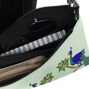 Crossbody Bag Faux Leather Peacock on a Branch Design - Dipaliz - Cross Body Bags