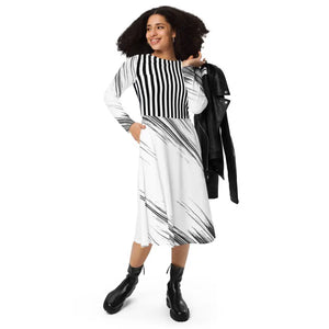 Long Sleeve Midi Dress - Stunning Print Style - Dipaliz - Xs - Dresses