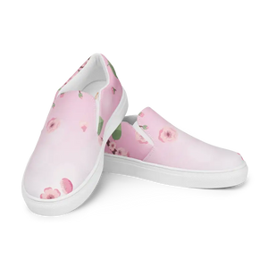 Cherry Blossoms Slip on Shoes - Pink Florals Canvas - Dipaliz - Sneakers