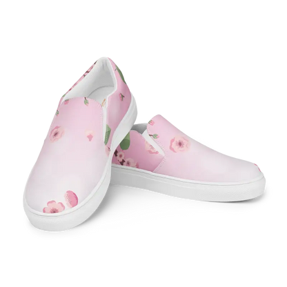 Step Up in Style with Floral Pink Slip-on Canvas Shoes! - Shoes