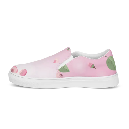 Step Up in Style with Floral Pink Slip-on Canvas Shoes! - Shoes