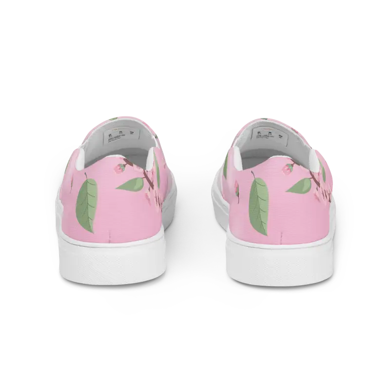 Step Up in Style with Floral Pink Slip-on Canvas Shoes! - Shoes