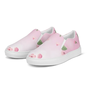 Cherry Blossoms Slip on Shoes - Pink Florals Canvas - Dipaliz - Sneakers