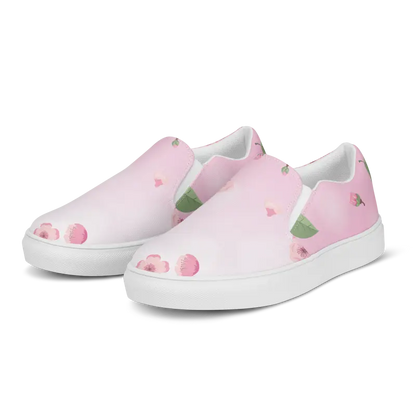 Step Up in Style with Floral Pink Slip-on Canvas Shoes! - Shoes