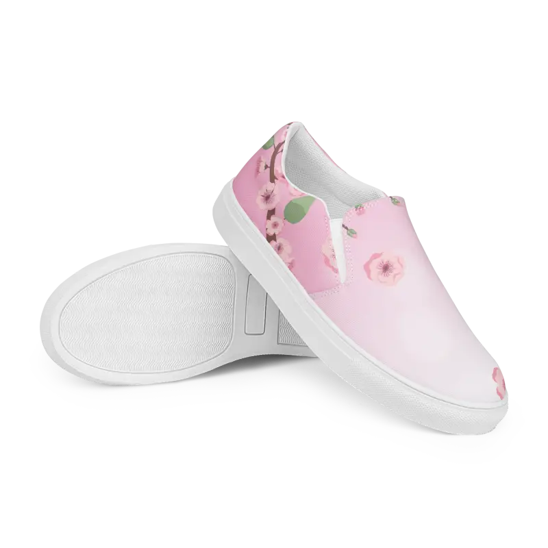 Step Up in Style with Floral Pink Slip-on Canvas Shoes! - Shoes